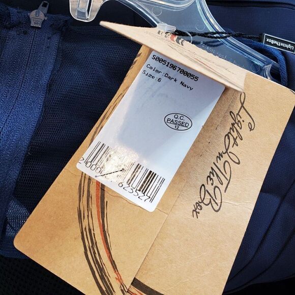 NEW Light in the Box Dress Navy Blue Sz 6 Beaded V Neck Gathered Bodice A Line - Picture 5 of 6